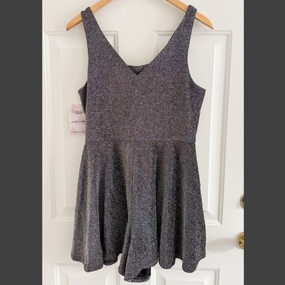 SOLD Dress Up She Sky Romper Black Silver Glitter New Year's Christmas Holiday - Picture 1 of 5